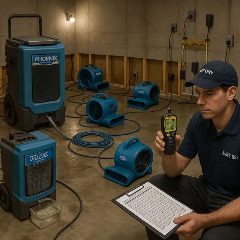 Structural Drying and Dehumidification process in Summerland, CA